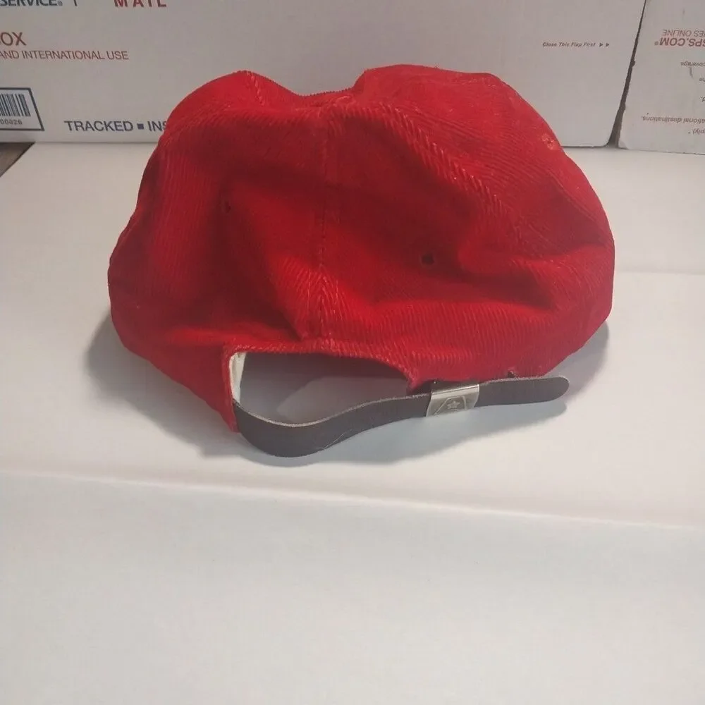Red Corduroy Hat With A G On It